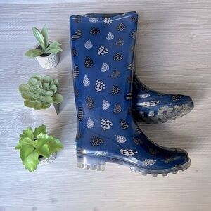TOMS cabrilla rain moonlight blue raindrop print boots size 6